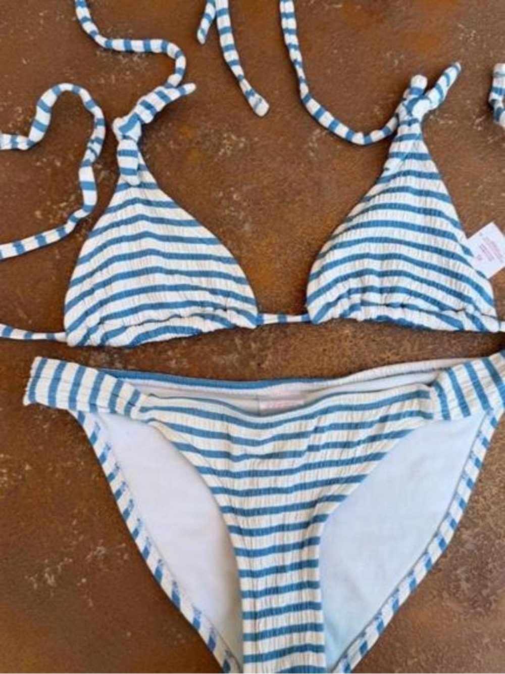 Blue/white striped bikini set in XS #swimwear #beachwear